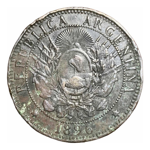 Moneda 2 Centavos Argentina 1896 Km 33 Cj 37 Escasa