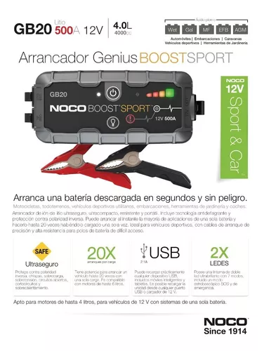 Noco GB20 Arrancador de Batería Booster en Lima - Baterías al Toque