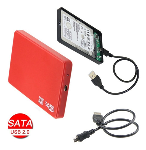 Case Disco Duro Externo Sata 2.5 Usb 2.0 Presion - Rojo