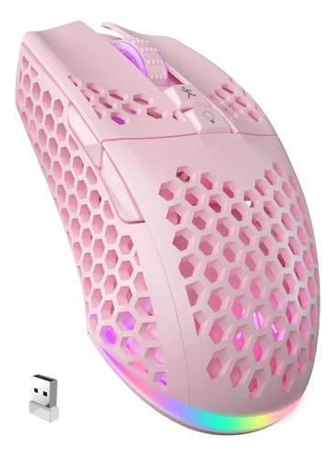 Ratón Inalámbrico Rosa Para Juegos Bluetooth Con Carcasa De 