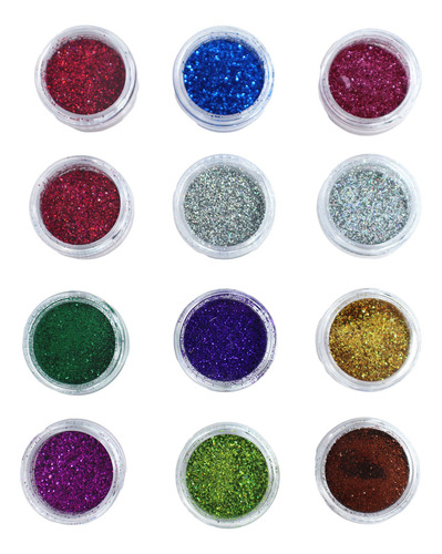 12 Glitter Encapsulado Flocado Pedrarias Caviar Strass Unhas Cor HS-670