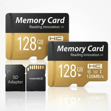 Pack 2 Tarjetas de Memoria MicroSD 128GB Vanance Con Adaptador 120MB/s Tarjeta TF Micor SD Card Impermeable Resistente Altas Temperatura Clase 10 U3 A1 Alta Velocidad Memoria Para Cámaras Y Celulares