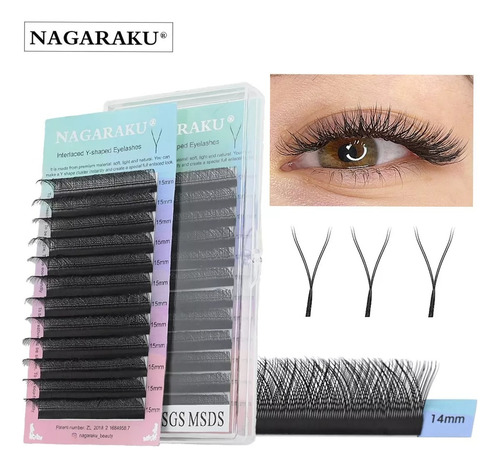 Extensiones de pestañas Nagaraku YY color negro con curvatura de tipo D x unidad