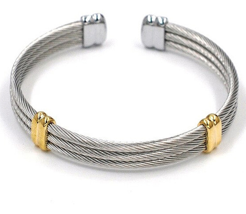 Pulsera Acero Unisex Trenzado Blanco Detalle En Chapa M3008