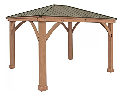 Gazebo Pérgola De Madera C/techo De Aluminio