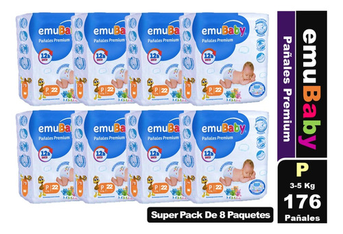 Pañales Emubaby Premium Elige Talla Pack X 8 Paquetes
