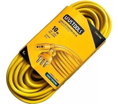 Alargador Extensión Eléctrica Amarillo 10 Mt 220v 10a 2200w