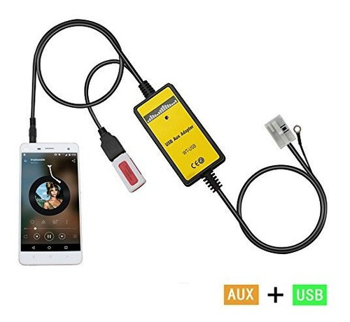 Adaptador Aux Reproductor Mp3 Usb 0.138 in Cd Cambiador