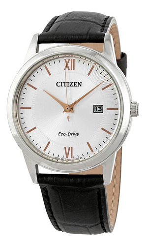 Reloj Citizen Hombre Eco Drive Cuero Aw123611a Color de la malla Negro Color del bisel Plateado Color del fondo Blanco