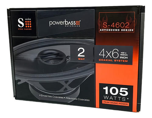 Parlante Ovalado Powerbass S-4602 4x6 Pulgadas Color Negro