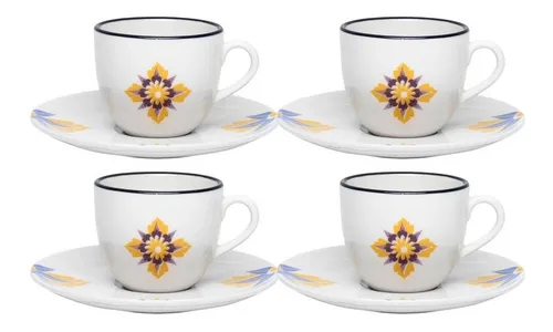 comprar Jogo 4 Xícaras + 4 Pires 200ml Porcelana Coup Grid 