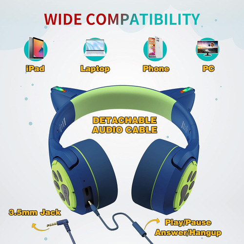 Auriculares Bluetooth Para Niños Riwbox Cf9 Cat Ear...