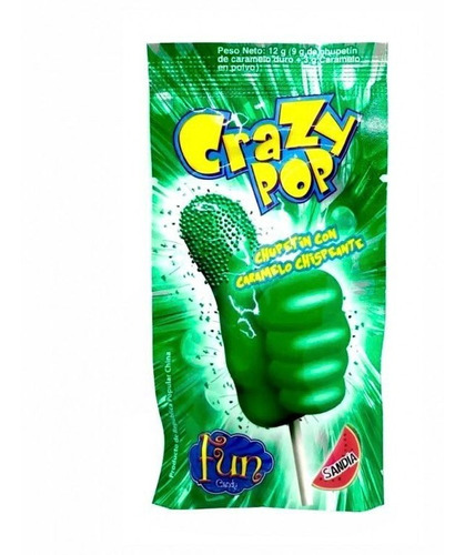 Chupetin Crazy Pop Fun Candy Pack X 20u Sabor Sandia