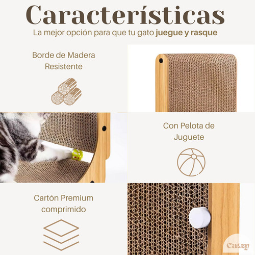 Catzy I Tabla Rascador Escuadra de Cartón Resistente con Hierba Gatera Catnip Gato Mueble Arbol Torre Cat Color Beige