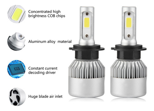 Par De H7 Led 36w 8000lm Faro Coche Hi/lo Beam Auto Car N