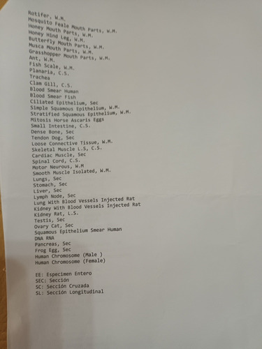 100 Preparados Histológicos (Usado)