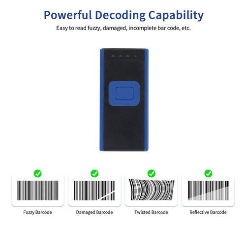 Zya Mini Escáner De Código De Barras Qr 2d 3d Portátil 3 En