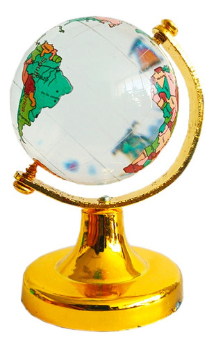Mini Globo Terraqueo Cristal Giratorio Didactico Mapa 11.5cm Base Dorado