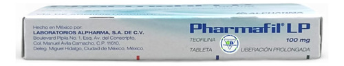 Pharmafil Lp Teofilina 100 Mg C/20 Tabletas Alpharma