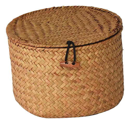 Cesta De Almacenamiento De Mimbre Con Tapa Para Estantes