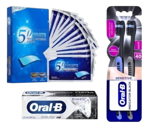 Tiras Blanqueadoras 5d X28un+cepillos Y Pasta Oral B Mdp 5