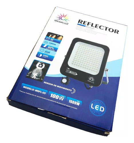 Reflector Led Profesional 100w C/sensor De Movimiento Ip65