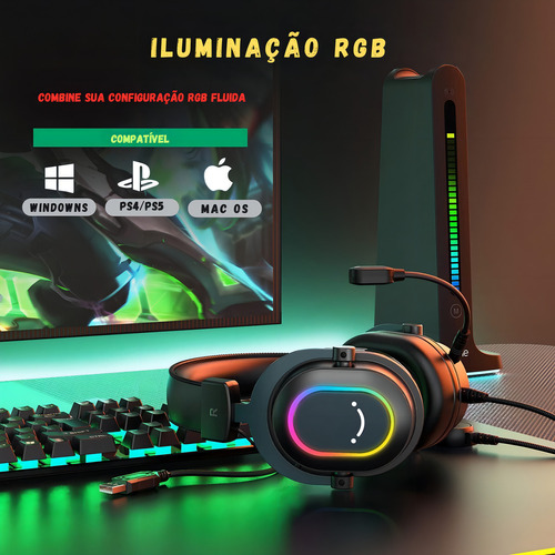 Headset Fifine Ampligame H6 Rgb 7.1 Surround Gamer -black