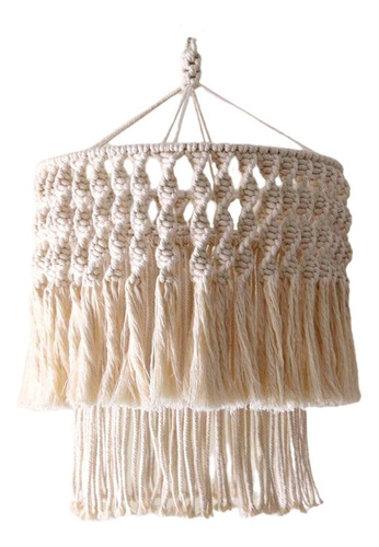 Macrame Tassel Lamp Shade Estructura Metálica 20x35cm