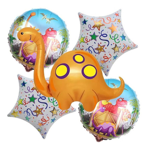 Set De Globos Decoración 5 Uds Dinosaurio Animado Bebe