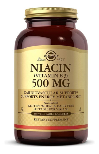 Niacina Vitamina B3 500 Mg, 250caps, Solgar,