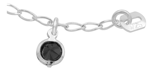 Pulsera Nudo De Bruja Bola Facetada Cristal Mujer Plata 925 Negro 18 Cm