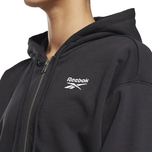 Imagen 4 de 6 de Campera Con Capucha Reebok French Terry Negro Mujer