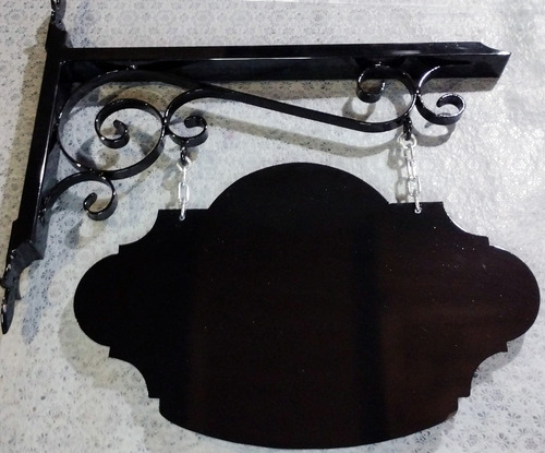 Cartel Colgante De Hierro Con Logo O Letras En Impresion 3d Negro