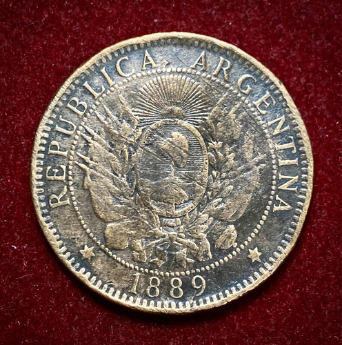 Moneda 2 Centavos Patacón Argentina 1889 Km 33 Cj 30