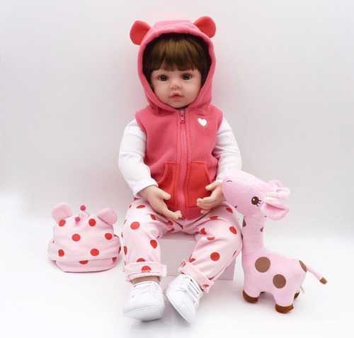 Imagem 4 de 7 de Boneca Bebe Reborn Silicone Girafinha Menina 48cm Realista