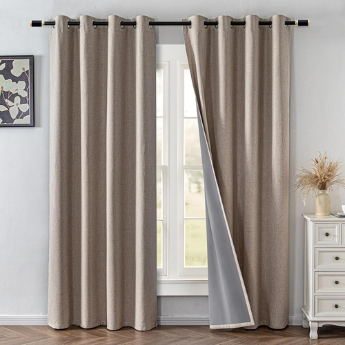 Cortinas Opacas De Lino De 72 Pulgadas De Largo, Juego De 2