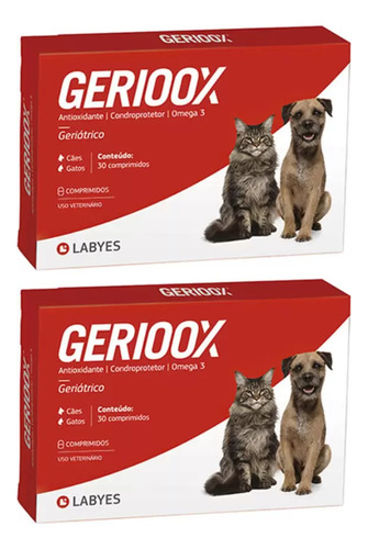 2 Condroprotetor Gerioox Antioxidante Labyes Para Cães