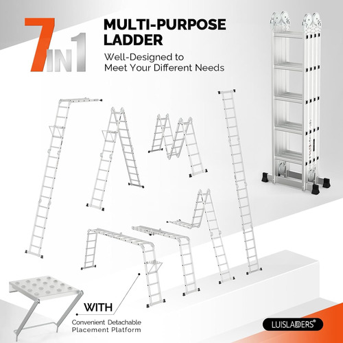 Escalera Plegable De 15.5 Pies Extensión De Aluminio Multius