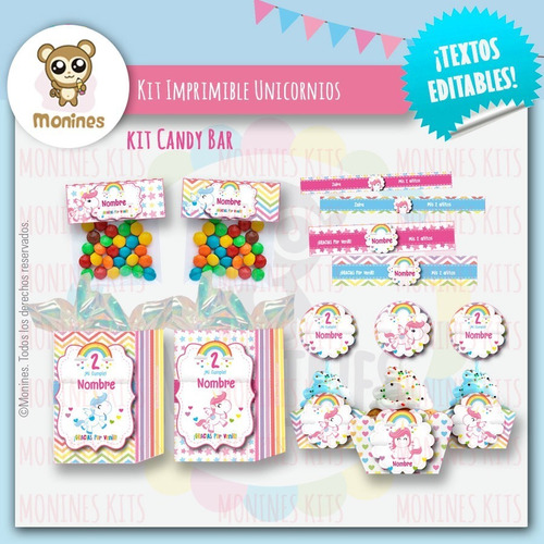 Unicornios Kit Imprimible Cumpleaños ¡con Texto Editable!
