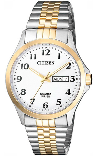Relógio Citizen Masculino Tz20813s / Bf5004-93a Cor da correia Prateado/Dourado Cor do bisel Dourado Cor do fundo Branco