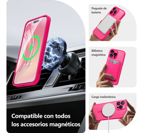 Funda Compatible Magsafe Para iPhone Serie,iPhone 16/15/14/13 Case Protección Completa La Cámara Translúcido Mate Delgad