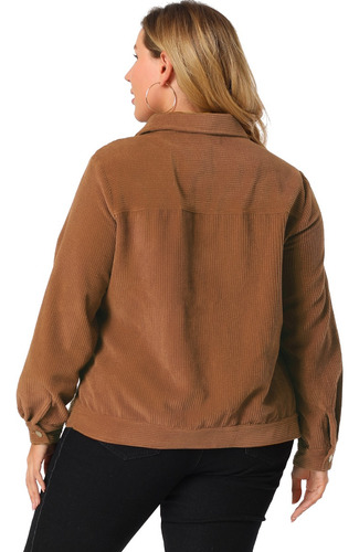 Chaqueta Talla Grande Abrigo Camisa De Pana Con Bolsillos