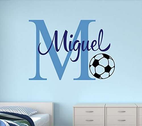 Calcomanía De Pared De Monograma Con Nombre De Fútbol