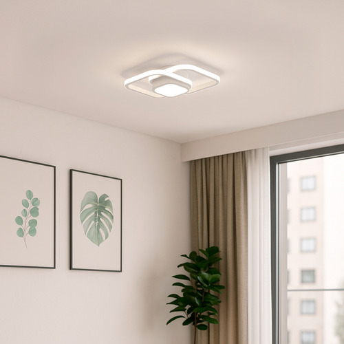 Luminária De Led 3 Cores Troca Na Tecla Luxo Sala E Quarto Estrutura Branco