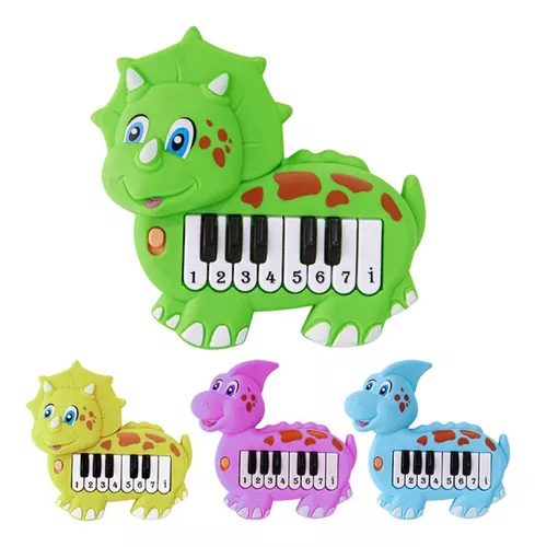 Teclado Infantil Musical Piano Dinossauro Brinquedo Bebê Didático Rosa