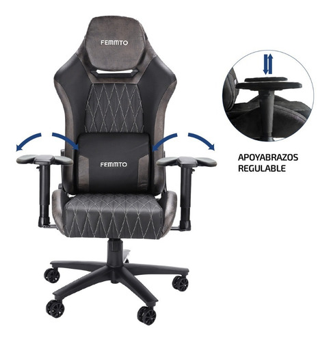 Imagen 5 de 10 de Silla Gamer Ergonomica Giratoria De Pc Y Escritorio Femmto