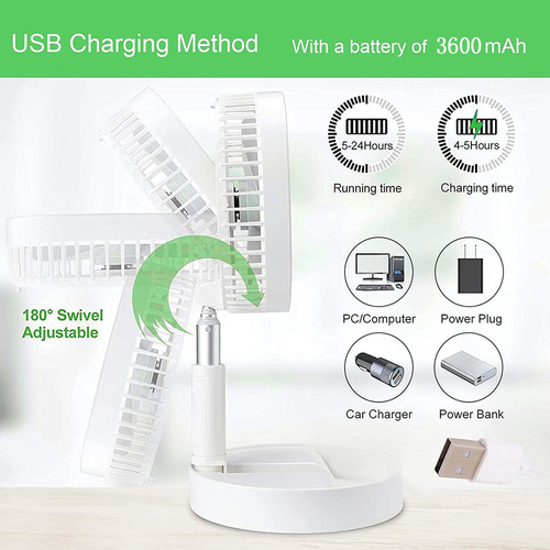 Ventilador De Escritorio Portátil Plegable Con Control Remot