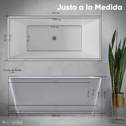 Solana Kit Tina De Baño Blanca Rectangular De Acrílico Slim 150x80x60 Cm + Grifo Independiente Tipo Cuello Cisne Monomando Silver / Kit De Lujo Completo Blanco/silver Para Cuarto De Baño