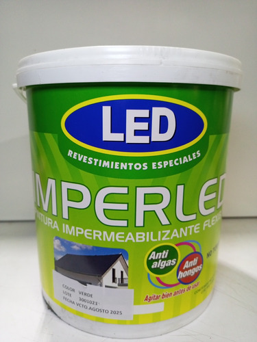 Pintura Impermeabilizante Premium Imperled. Galón Verde