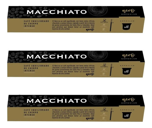 Capsulas Cafe Macchiato Nespresso Nero X10u Pack X3